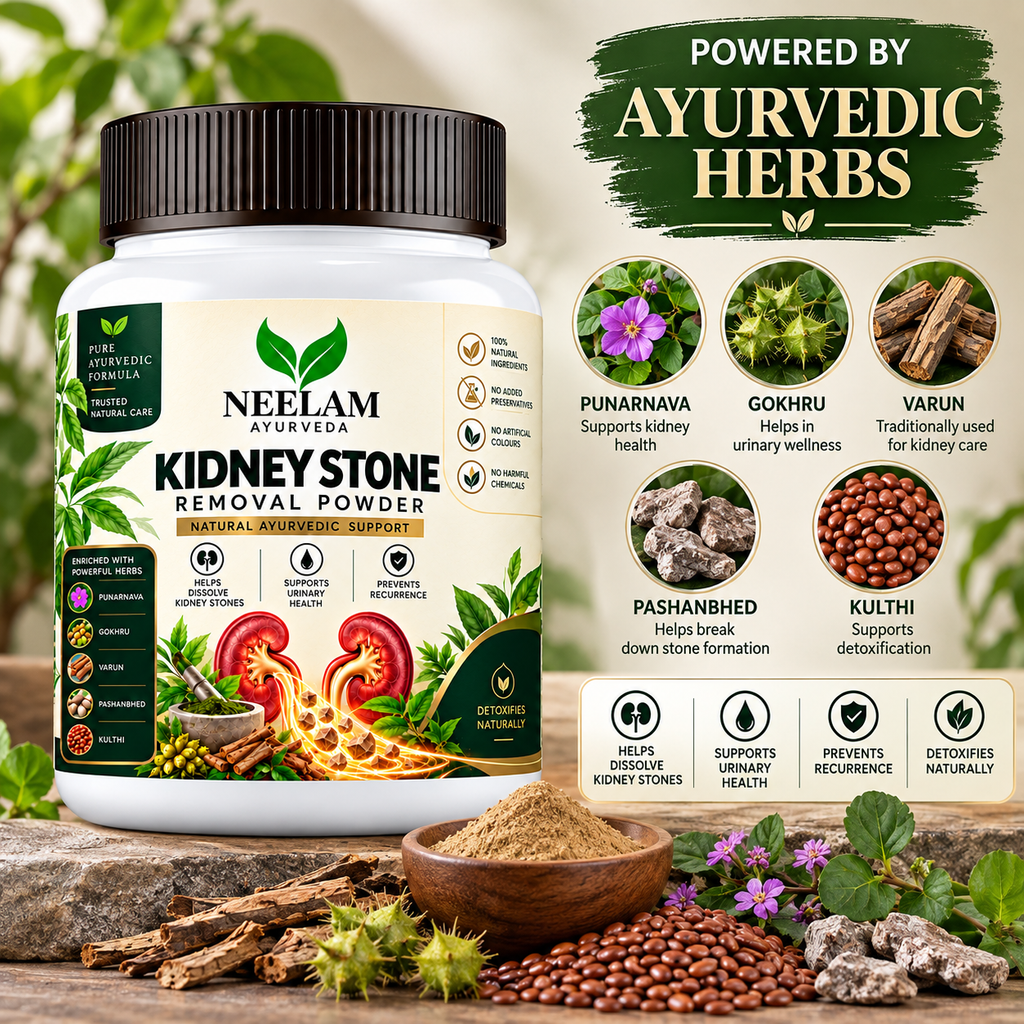 Neelam Ayurveda Kidney Stone Support Powder with Ayurvedic herbs and kidney wellness benefits